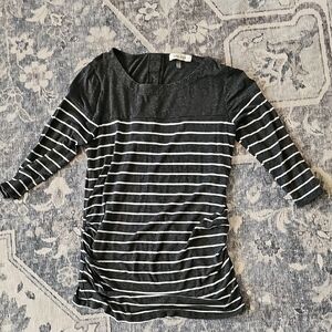 Laila Jayde Charcoal and White Striped Long Sleeve Top